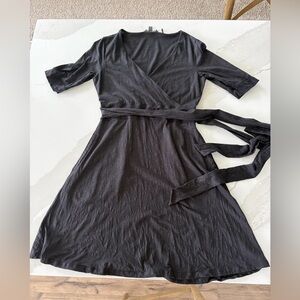 Toad&Co Charcoal Wrap Midi Dress